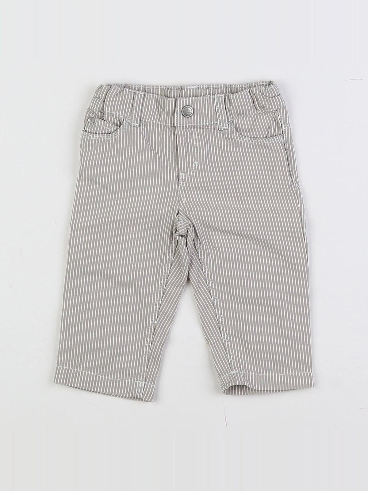 Petit Bateau - pantalon blanc, gris - 6 mois