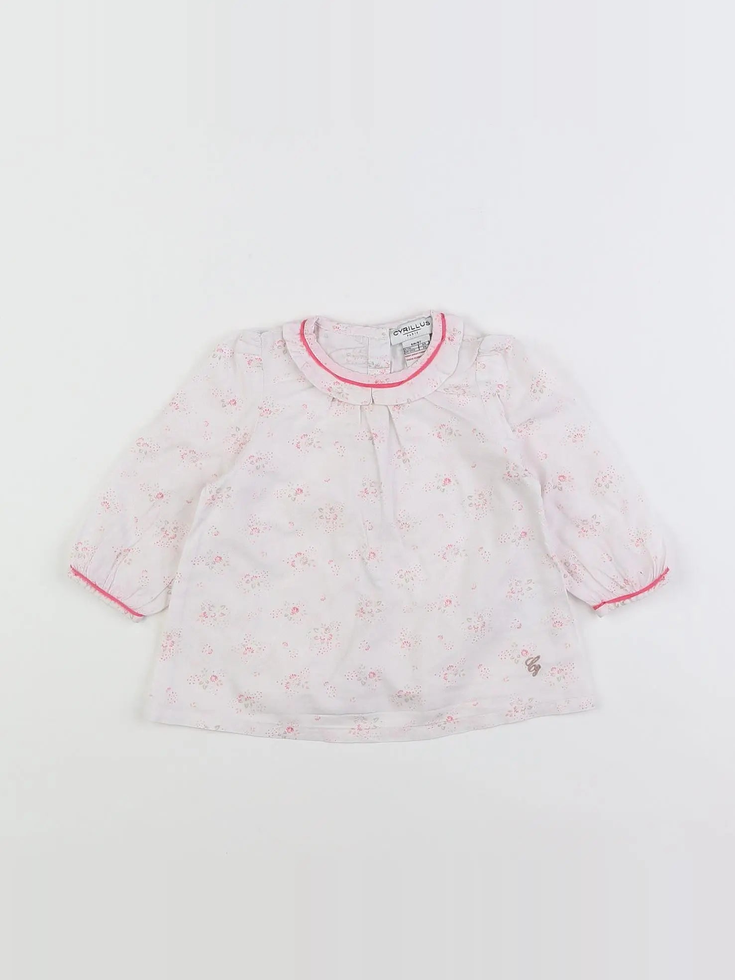 Cyrillus - blouse blanc, rose - 6 mois