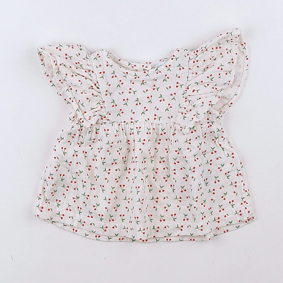 Vertbaudet - blouse blanc, rouge - 3 mois