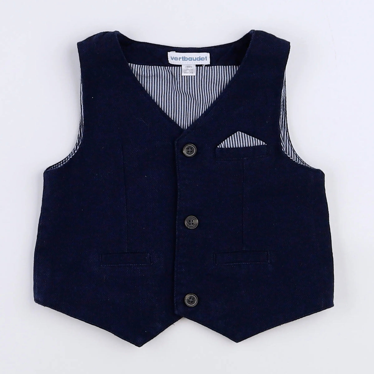 Vertbaudet - gilet bleu - 9 mois