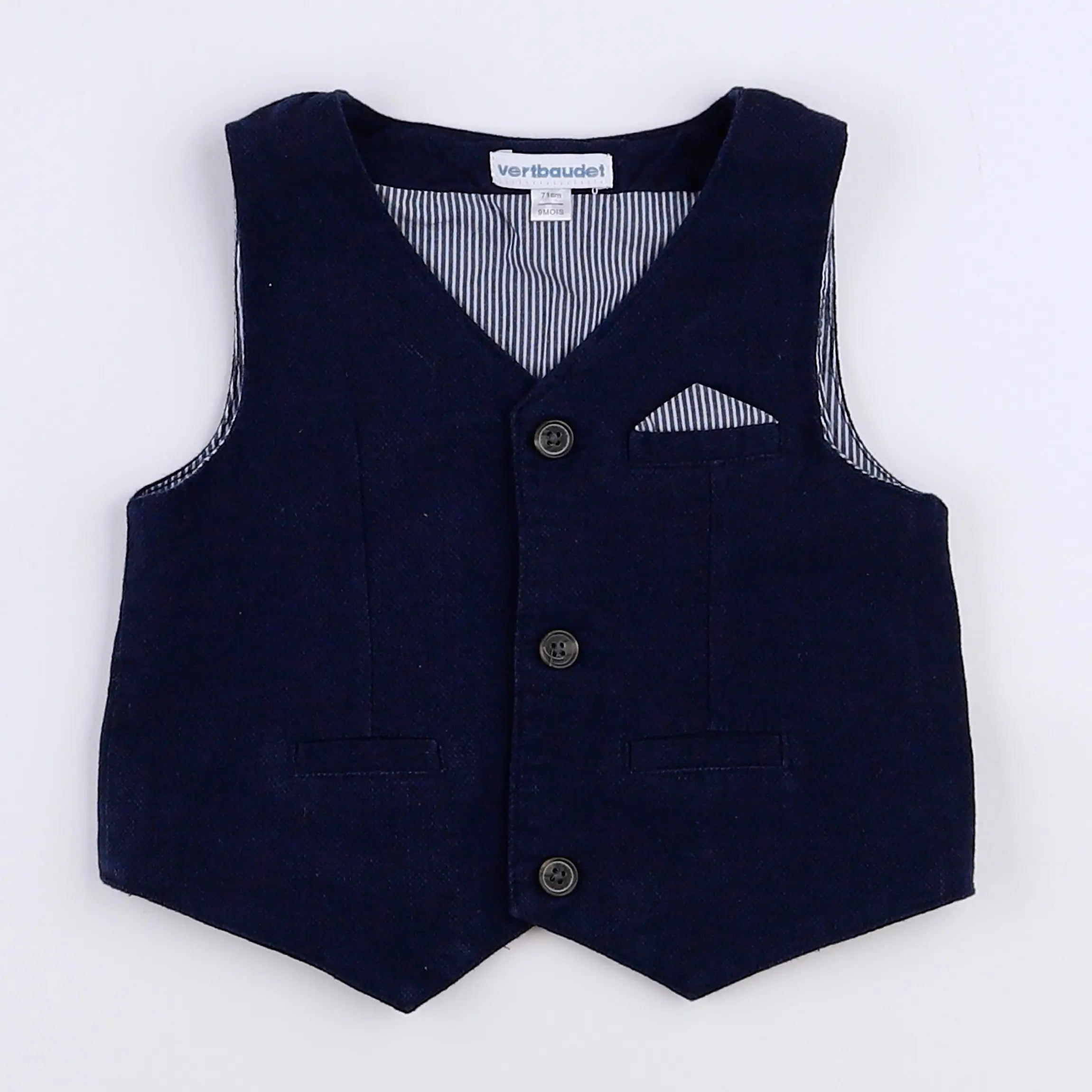 Vertbaudet - gilet bleu - 9 mois