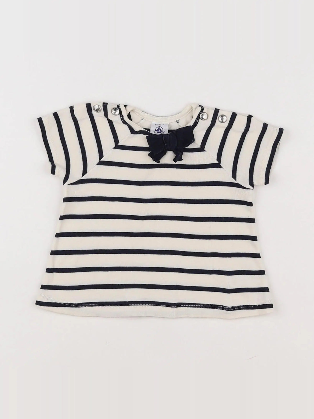 Petit Bateau - tee-shirt blanc, bleu - 6 mois