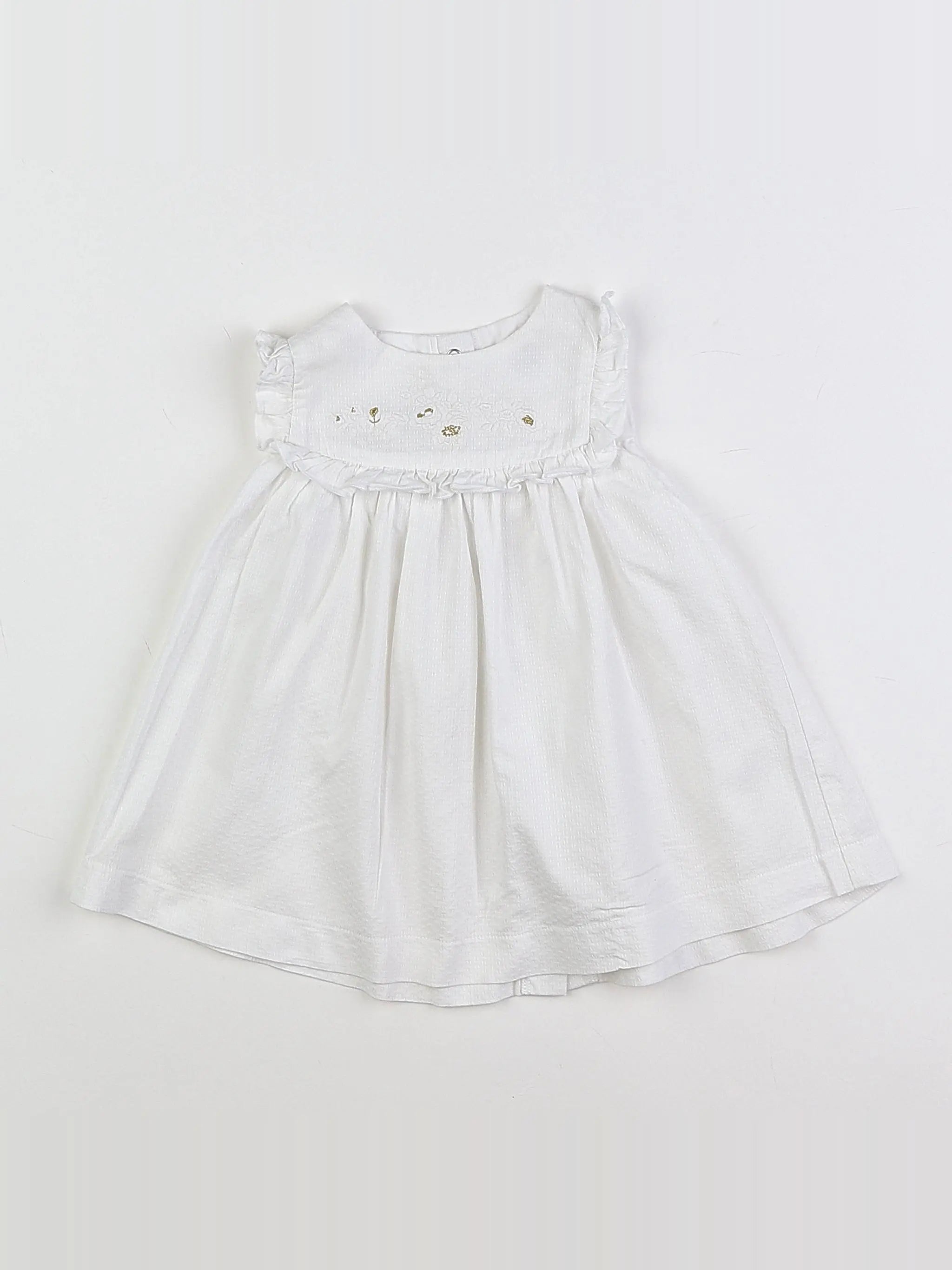 Petit Bateau - robe blanc - 12 mois