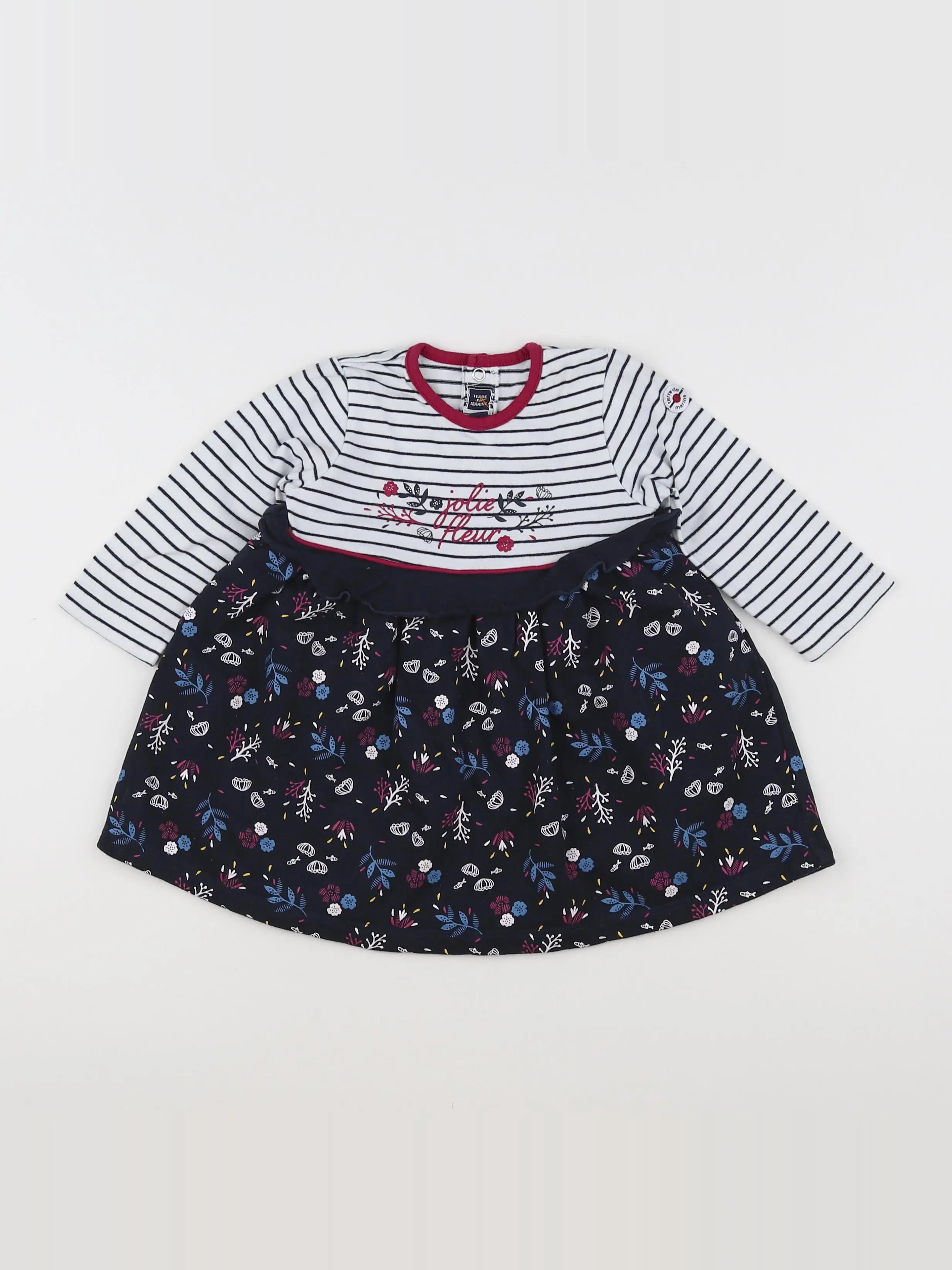 Terre de marins - robe blanc, bleu - 9 mois