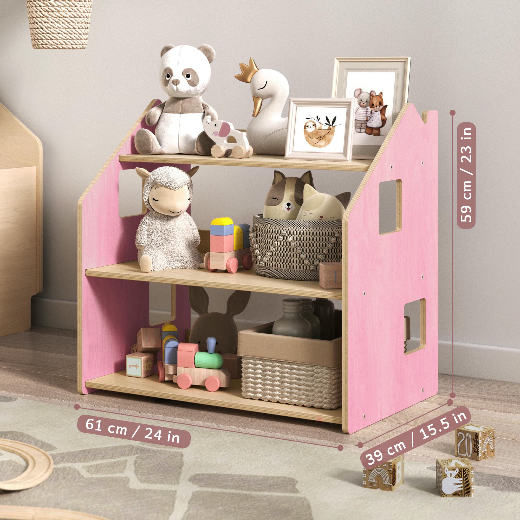Étagère à jouets - Couleur bleu clair / rose