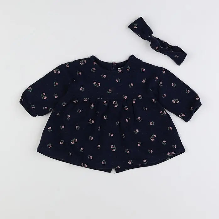 Vertbaudet - robe bleu, rose - 3 mois