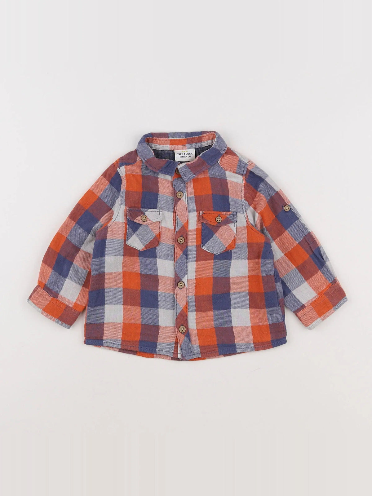 Tape à l'oeil - chemise bleu, orange - 12 mois