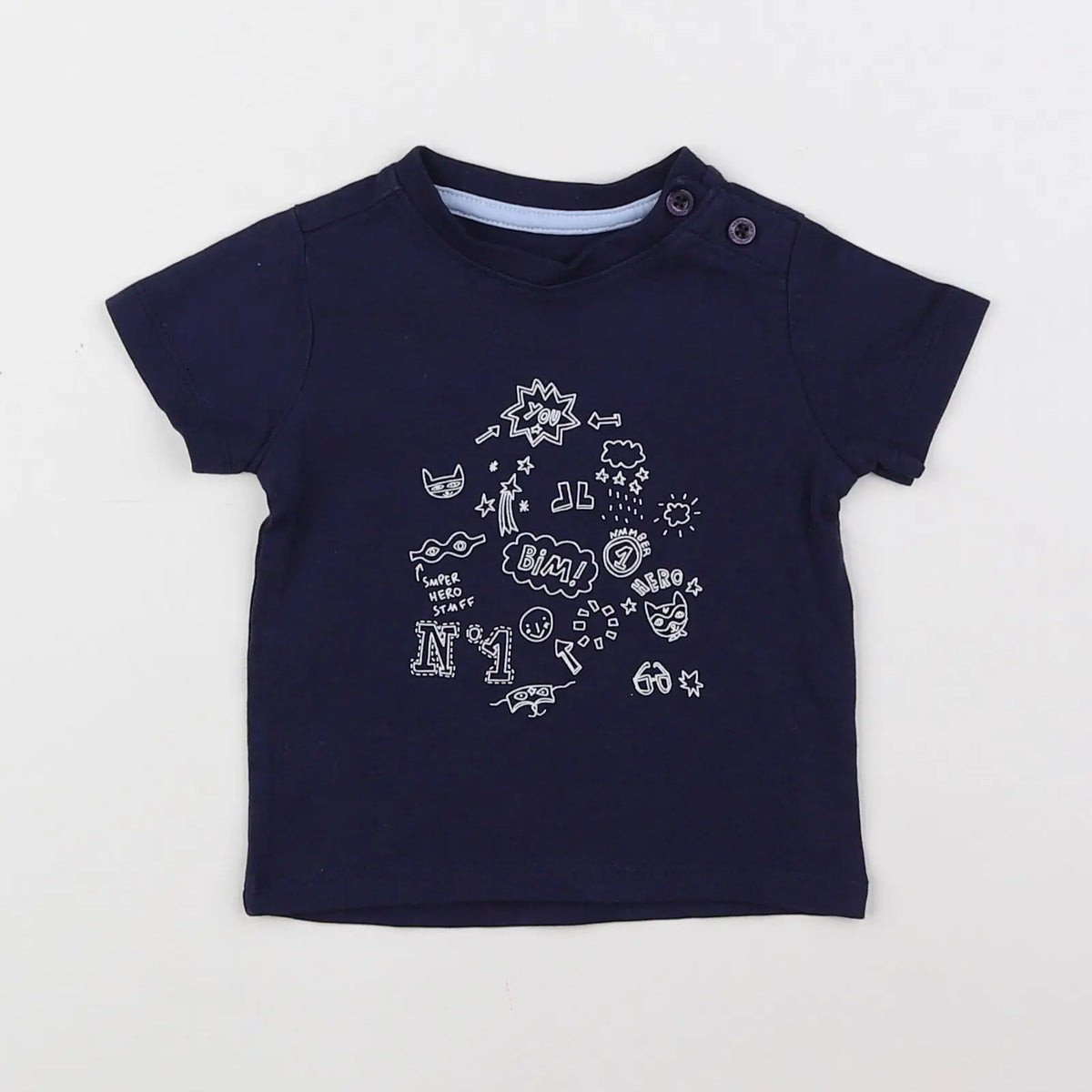 Vertbaudet - tee-shirt bleu - 3 mois