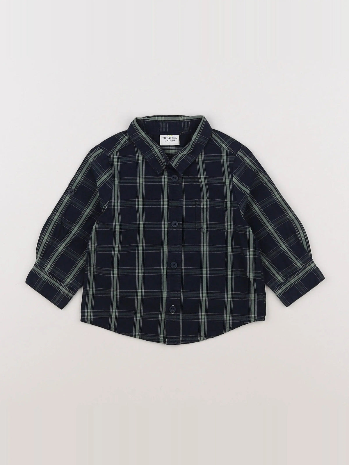Tape à l'oeil - chemise bleu, vert - 12 mois