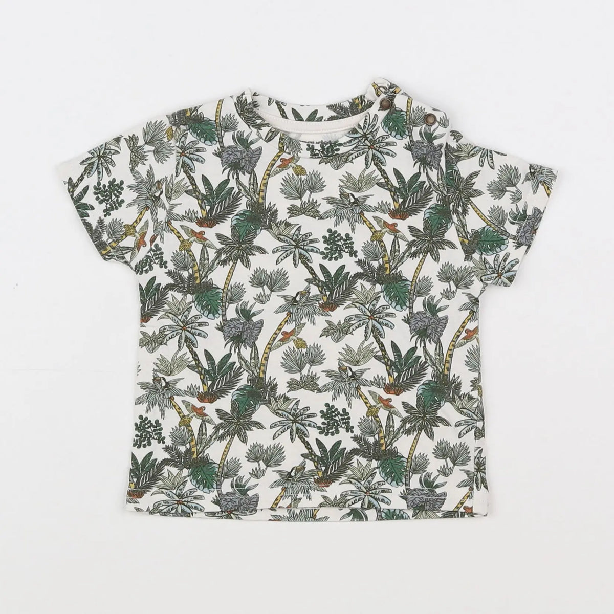 Vertbaudet - tee-shirt blanc, vert - 6 mois