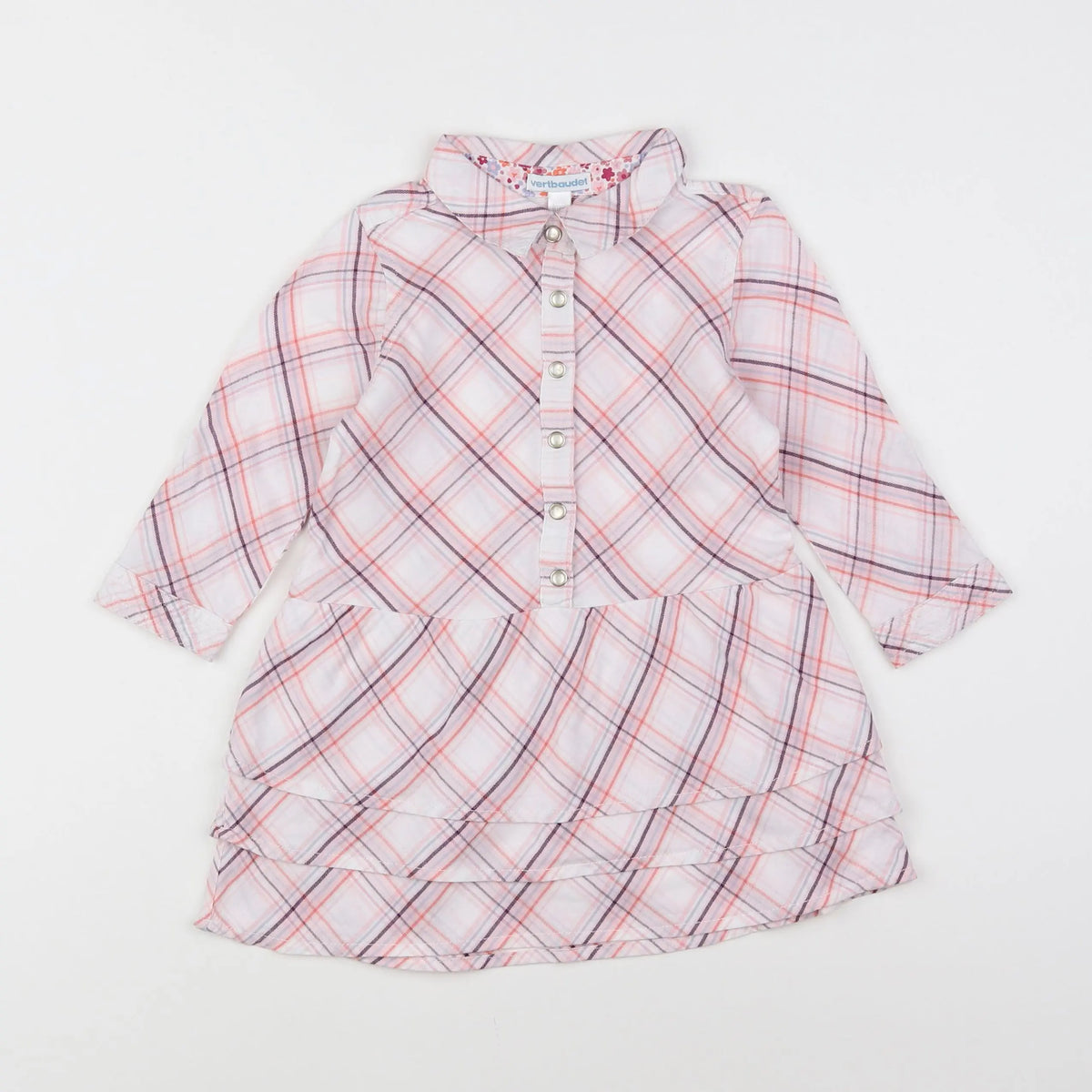 Vertbaudet - robe blanc, rose - 18 mois