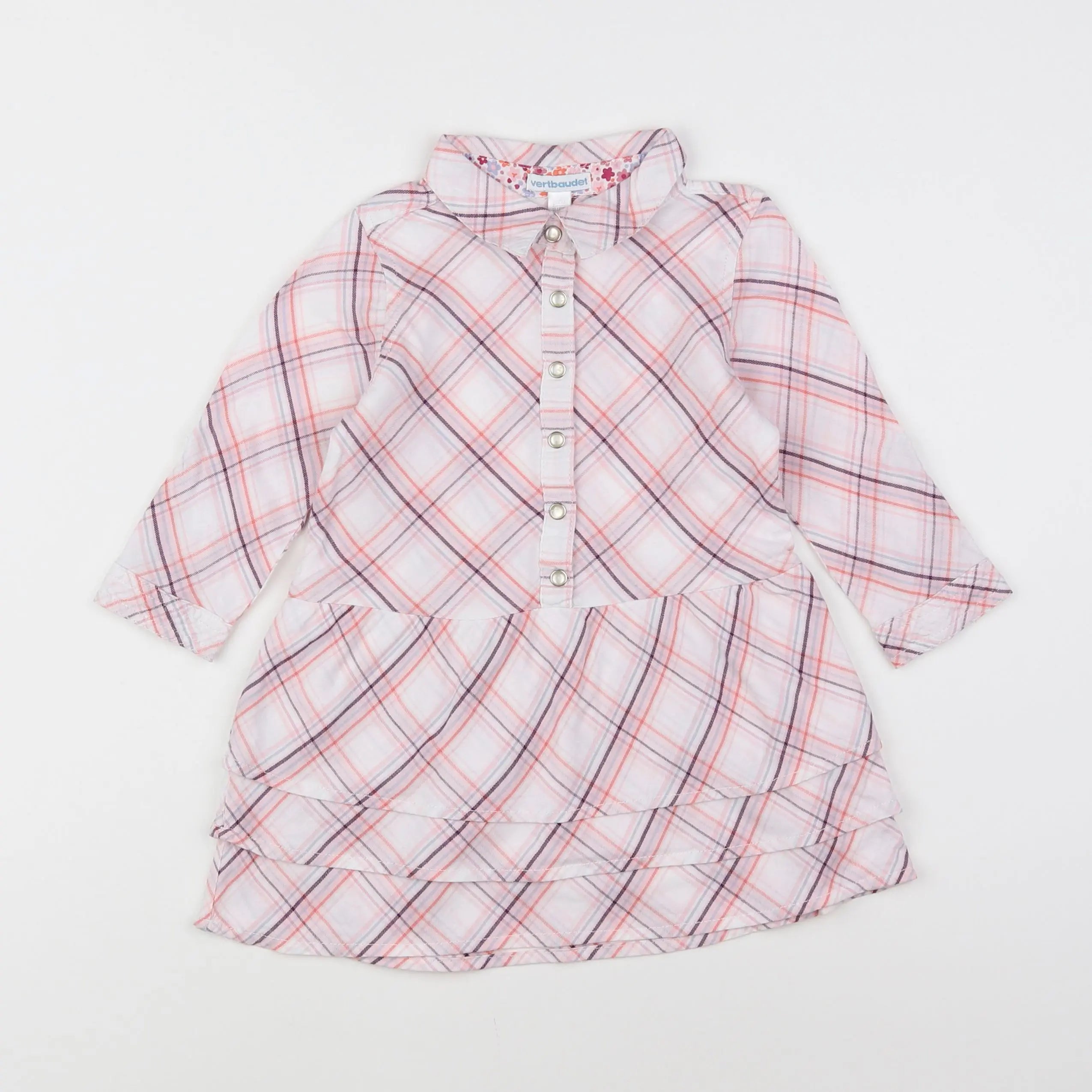 Vertbaudet - robe blanc, rose - 18 mois