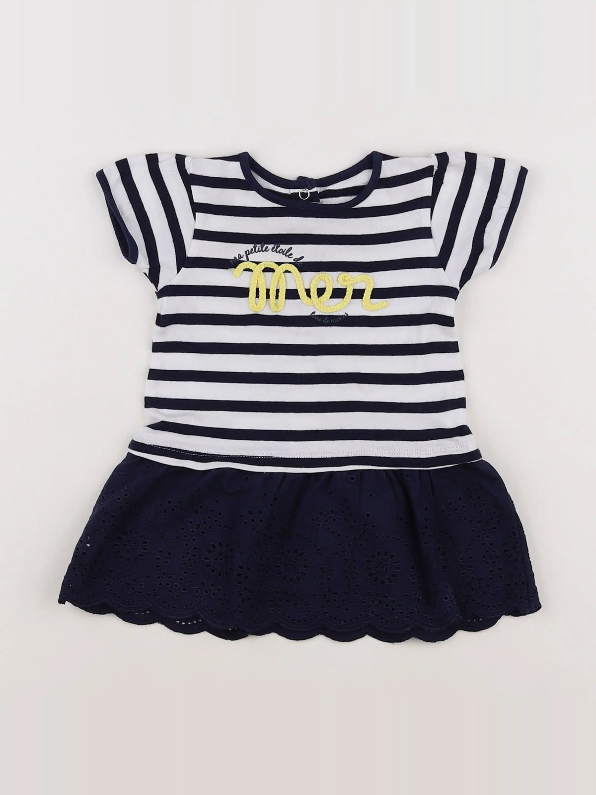 Terre de marins - robe blanc, bleu, jaune - 6 mois