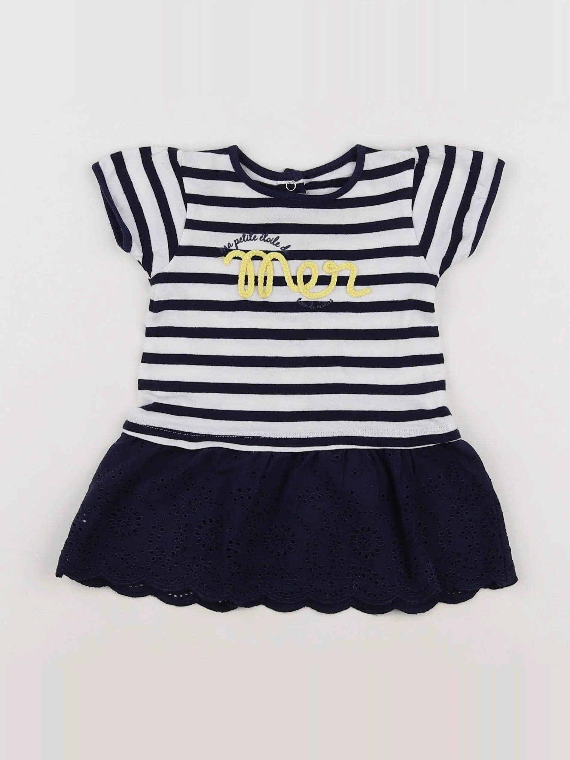 Terre de marins - robe blanc, bleu, jaune - 6 mois
