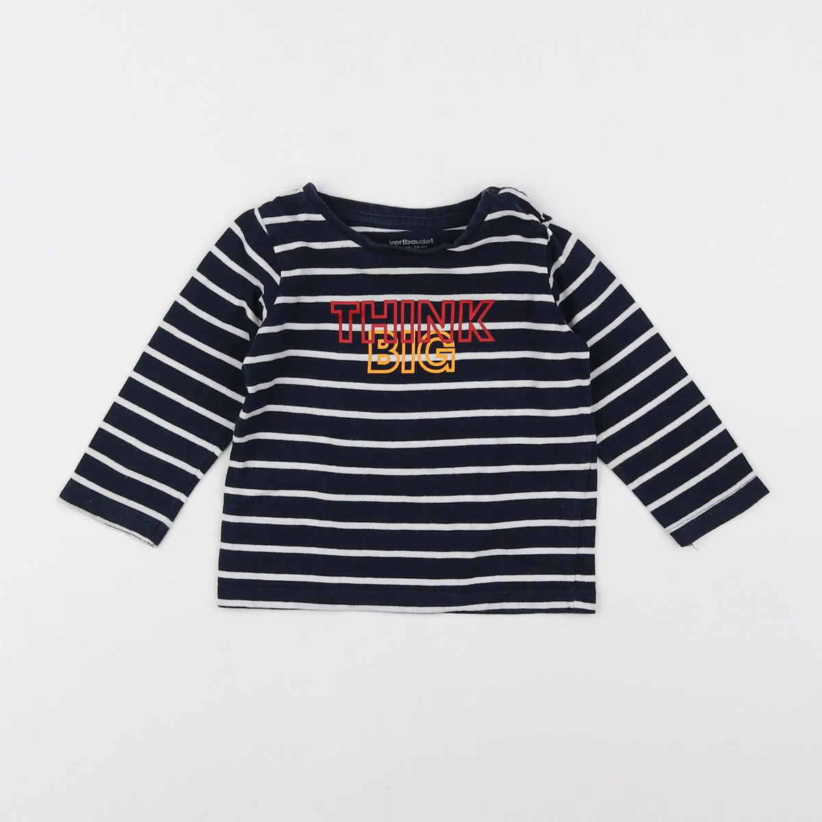 Vertbaudet - tee-shirt bleu, blanc - 12 mois