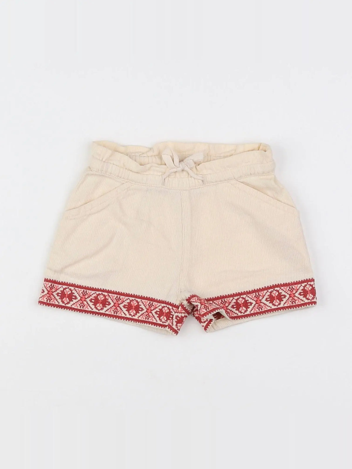 Boutchou - short beige, rouge - 6 mois