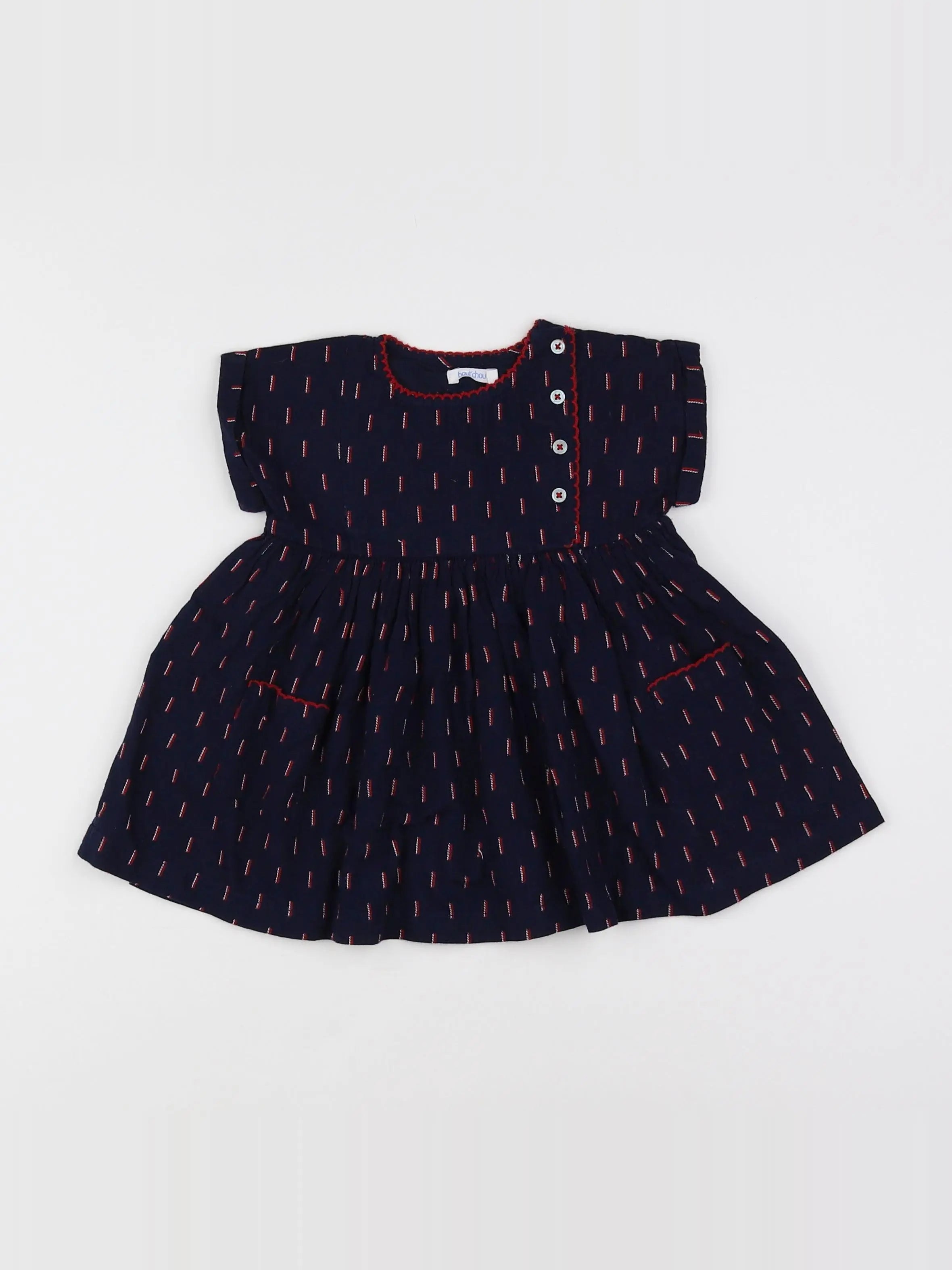 Boutchou - robe bleu, rouge - 6 mois