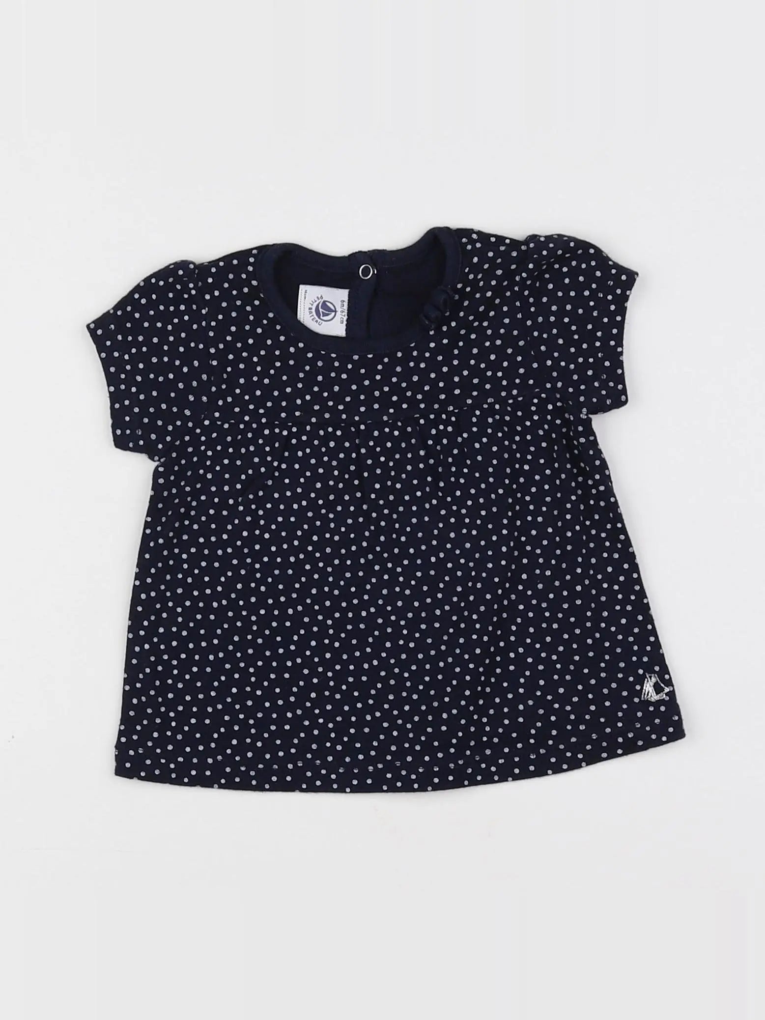 Petit Bateau - tee-shirt blanc, bleu - 6 mois