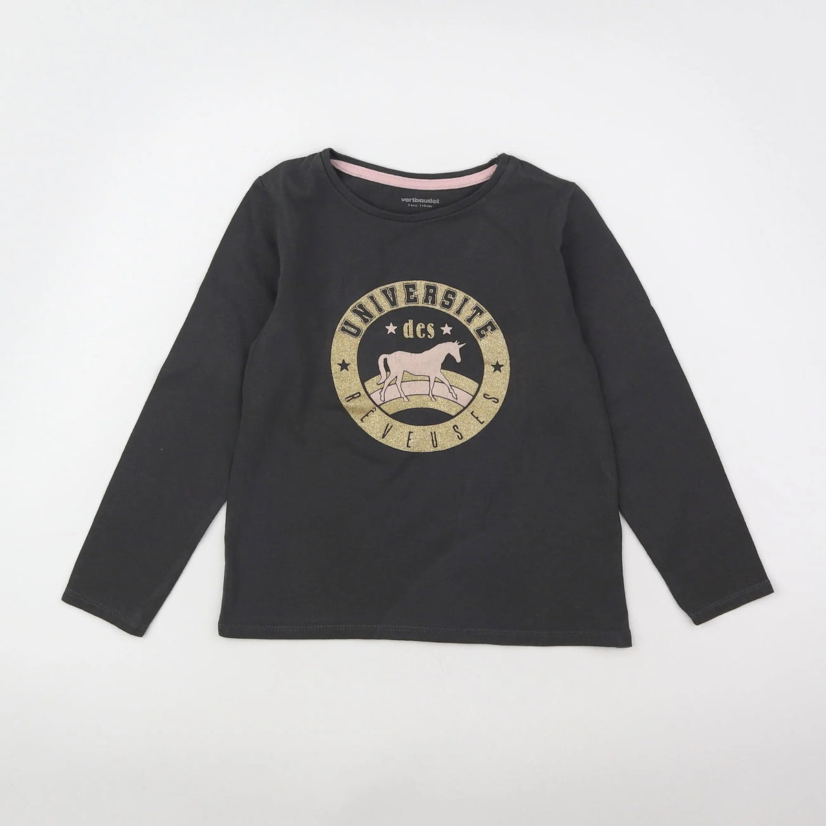 Vertbaudet - tee-shirt gris, or - 5 ans