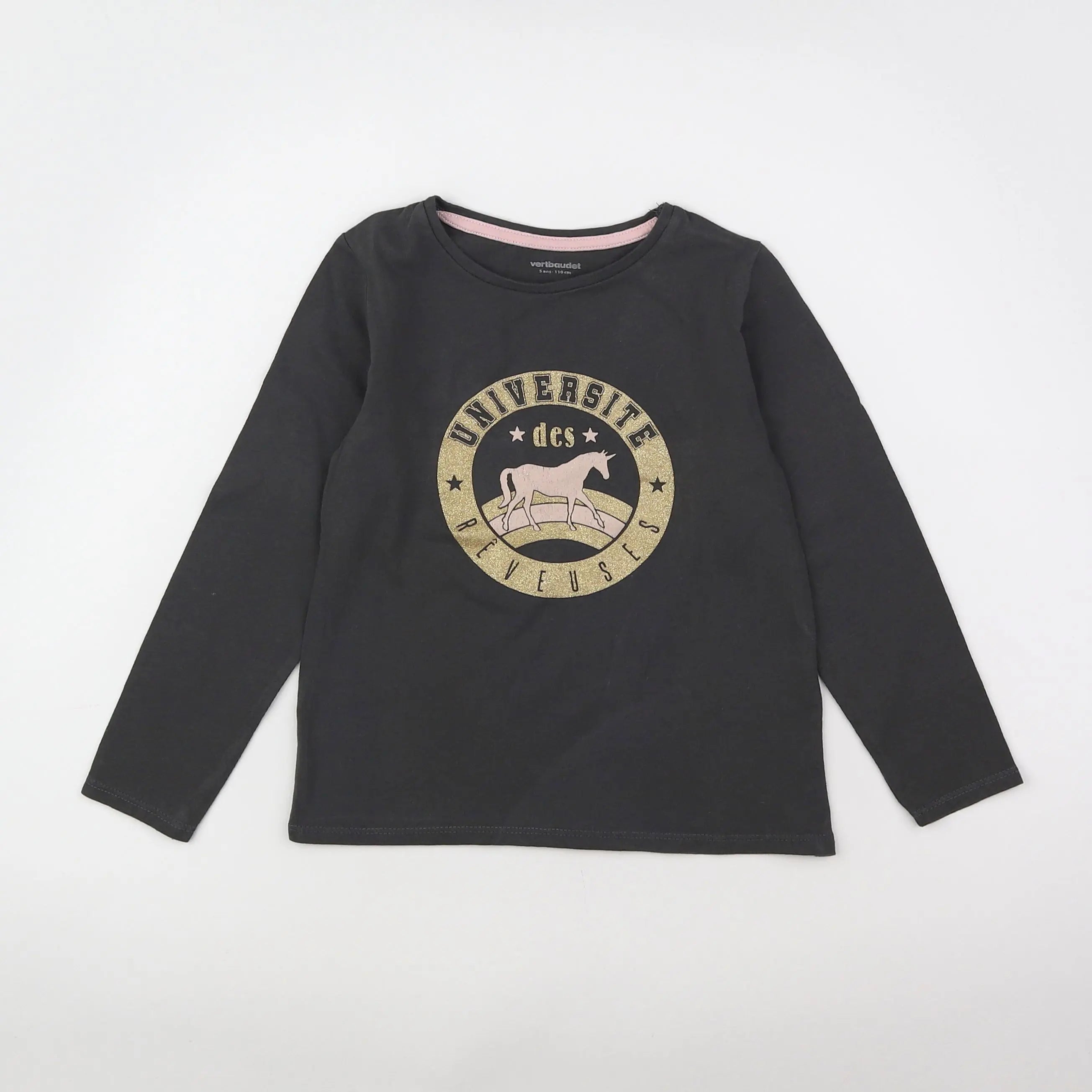 Vertbaudet - tee-shirt gris, or - 5 ans