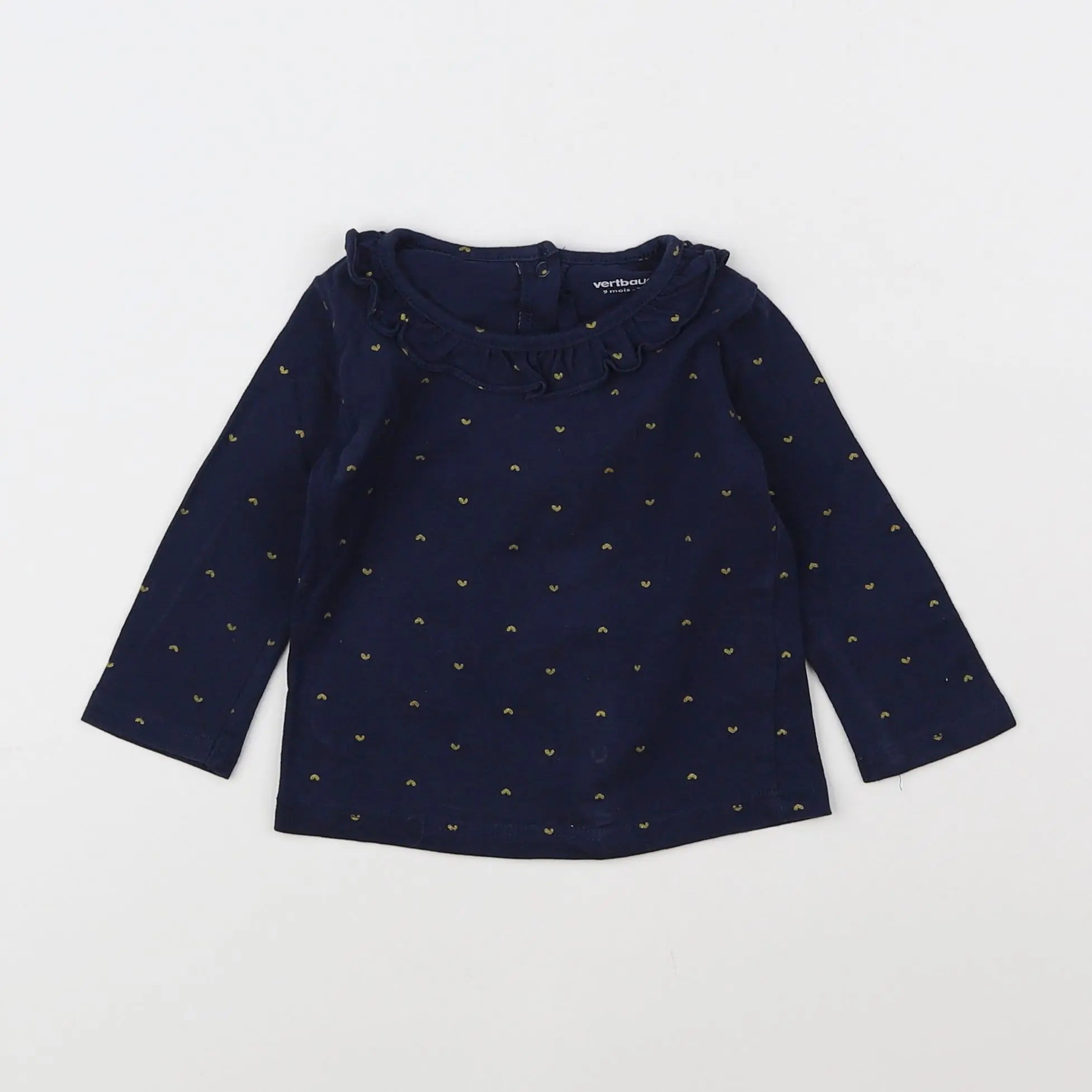 Vertbaudet - tee-shirt bleu, or - 9 mois