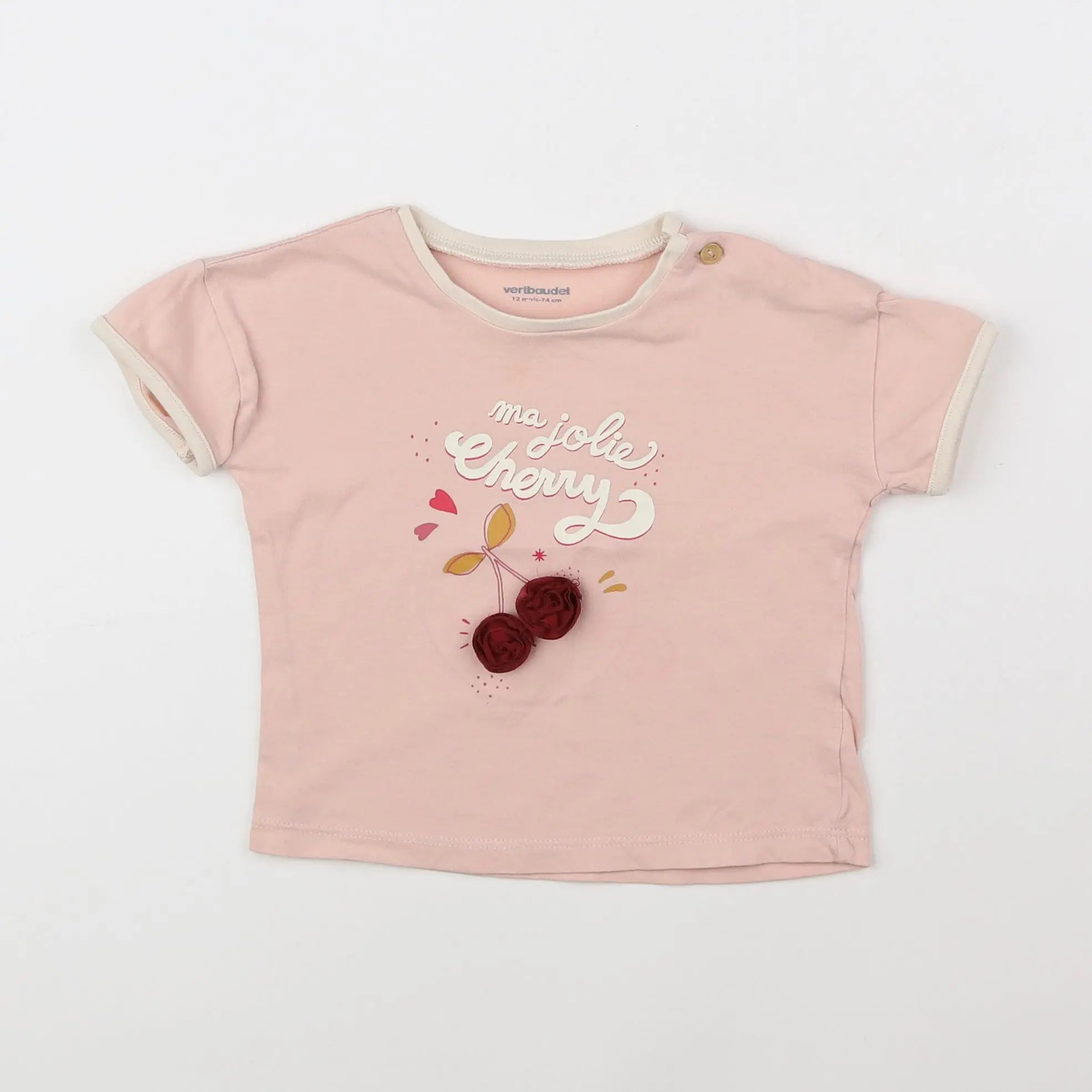 Vertbaudet - tee-shirt rose - 12 mois
