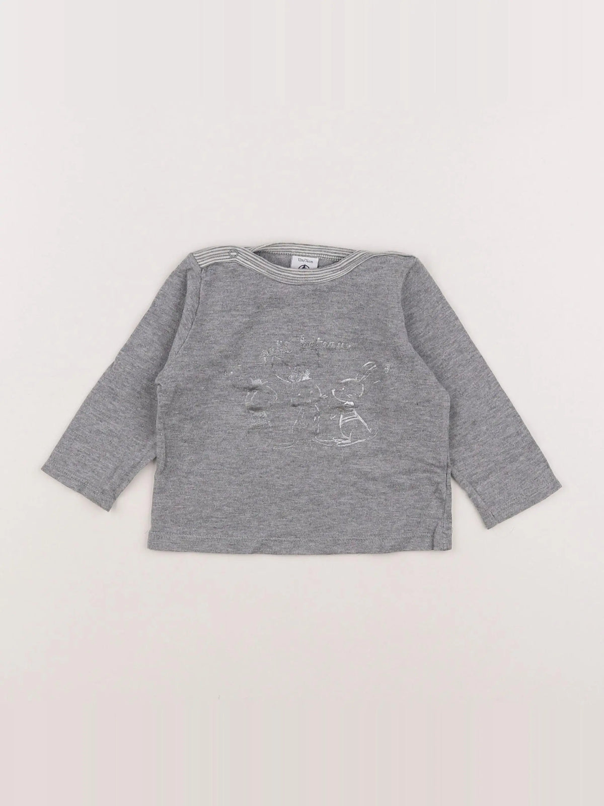 Petit Bateau - tee-shirt gris - 12 mois