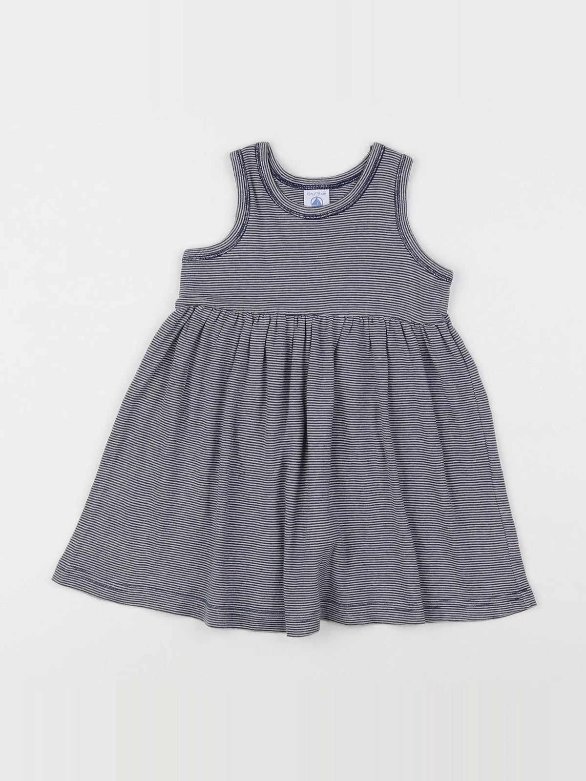 Petit Bateau - robe blanc, bleu - 12 mois