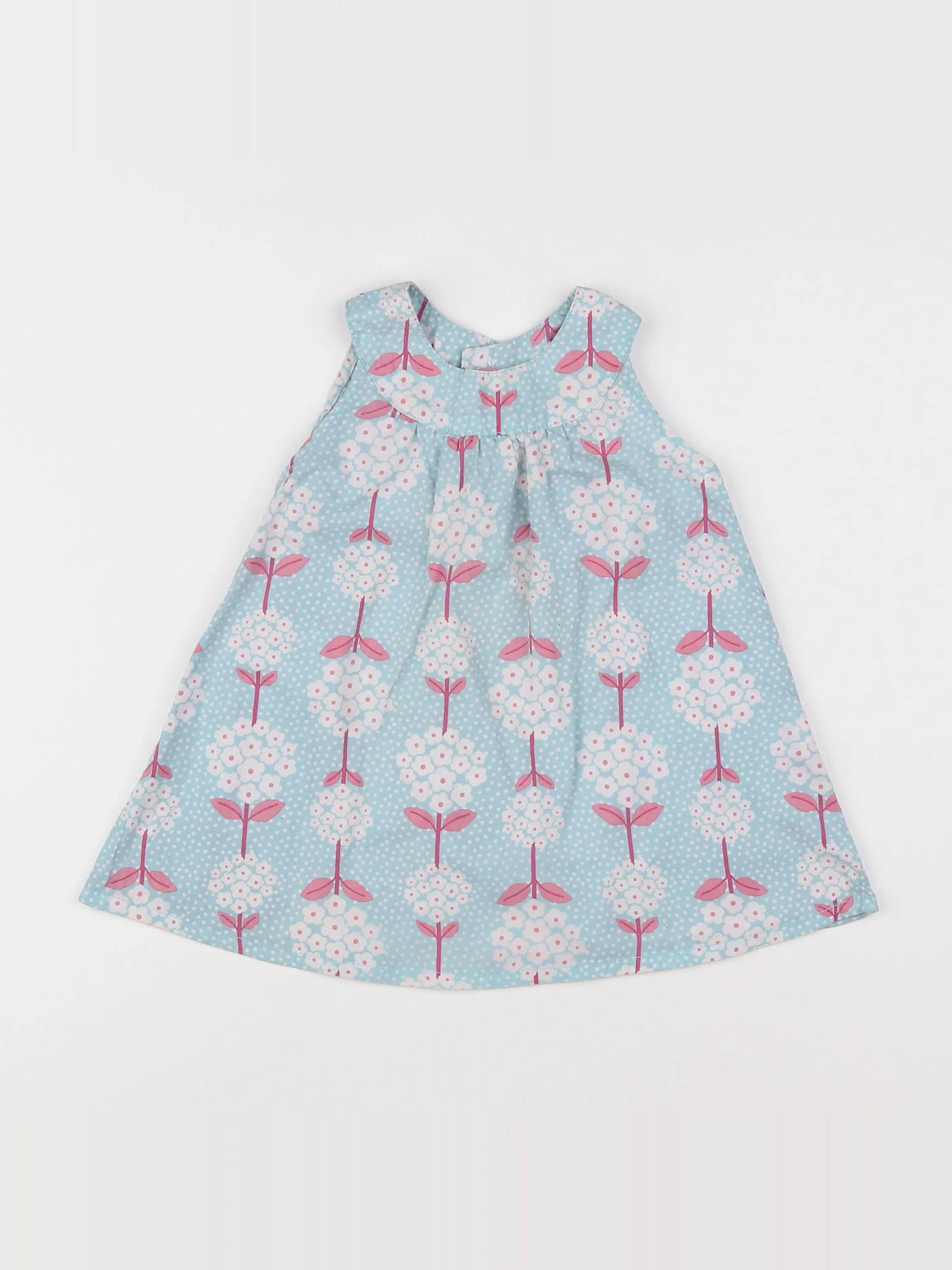 H&M - robe bleu, blanc - 9/12 mois