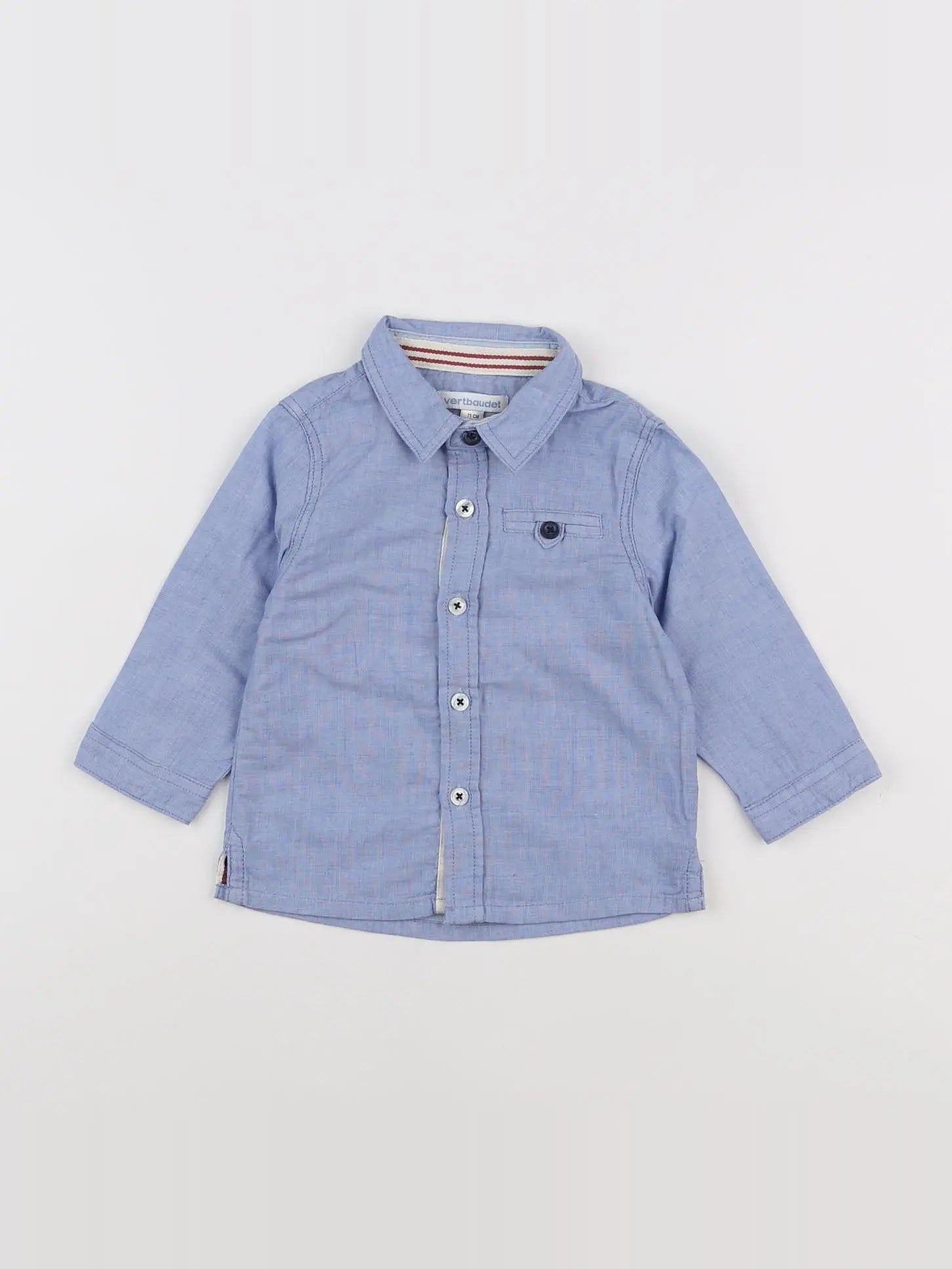 Vertbaudet - chemise bleu - 9 mois