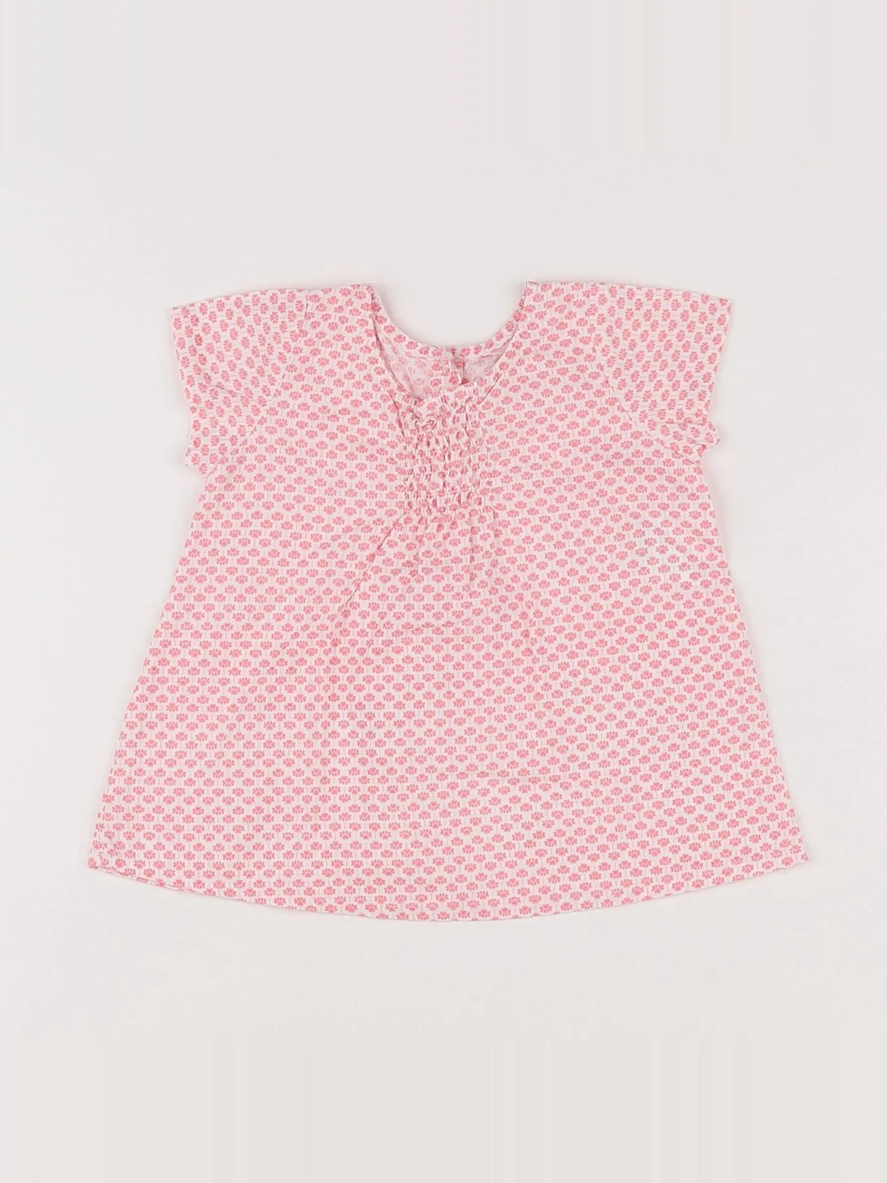 Benetton - robe blanc, rose - 3/6 mois