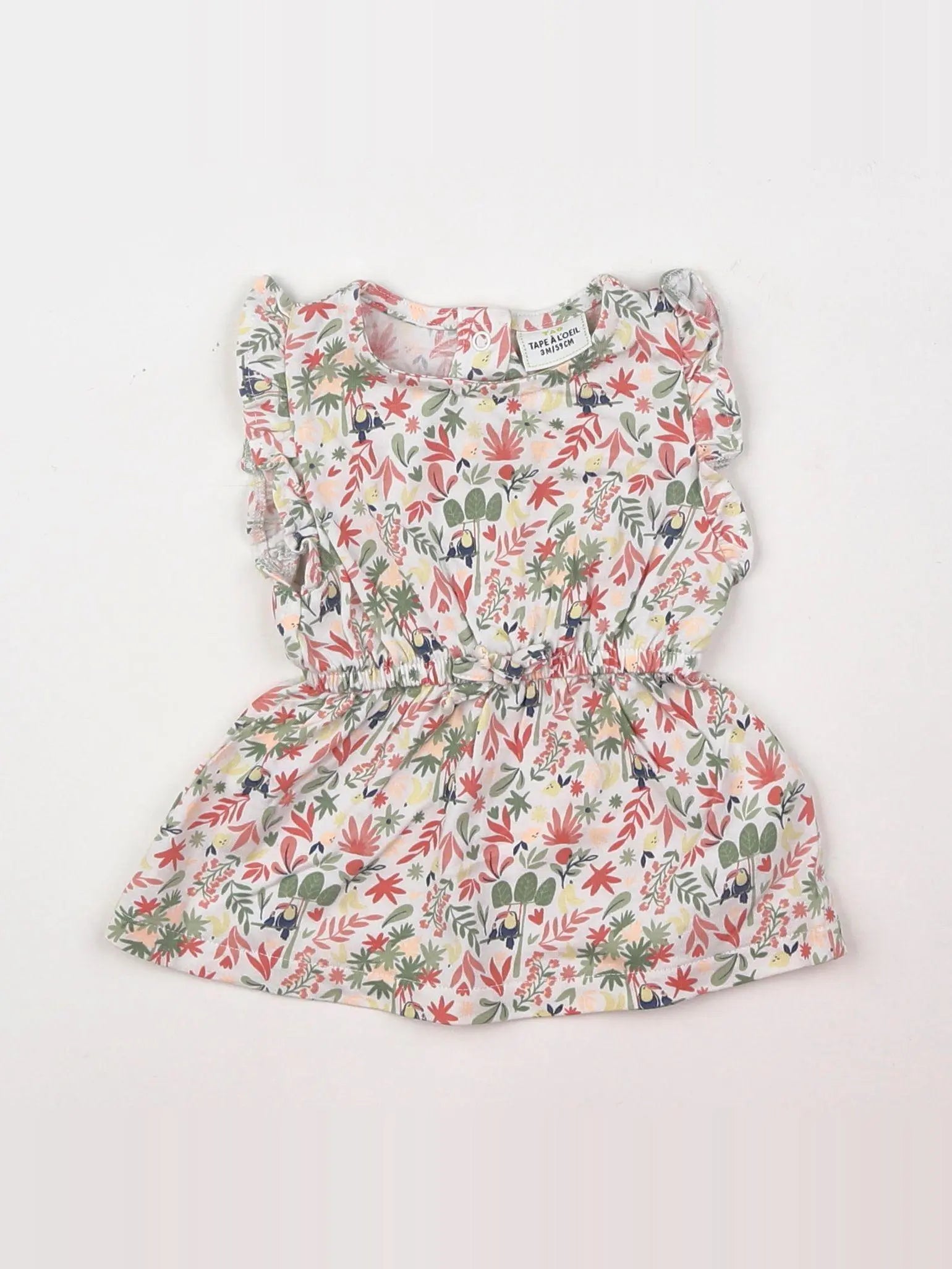 Tape à l'oeil - robe rose, vert - 3 mois