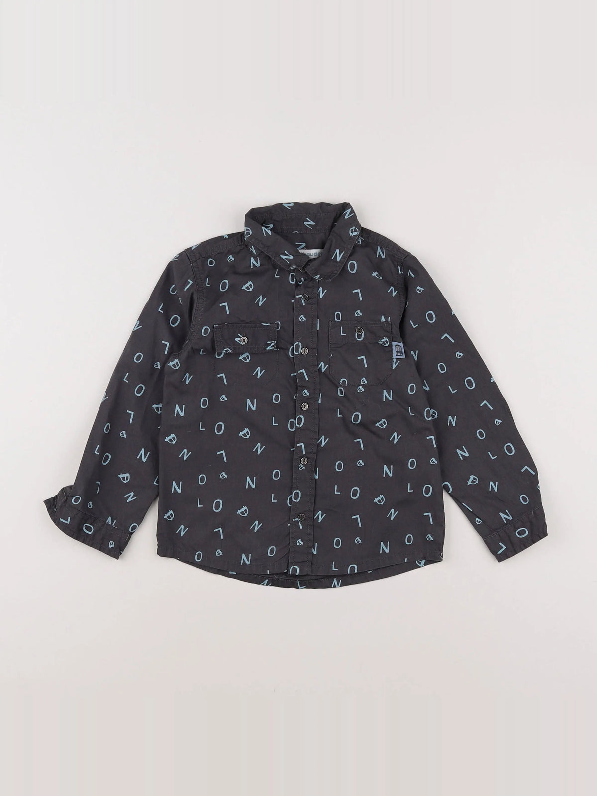 Vertbaudet - chemise gris, bleu - 3 ans