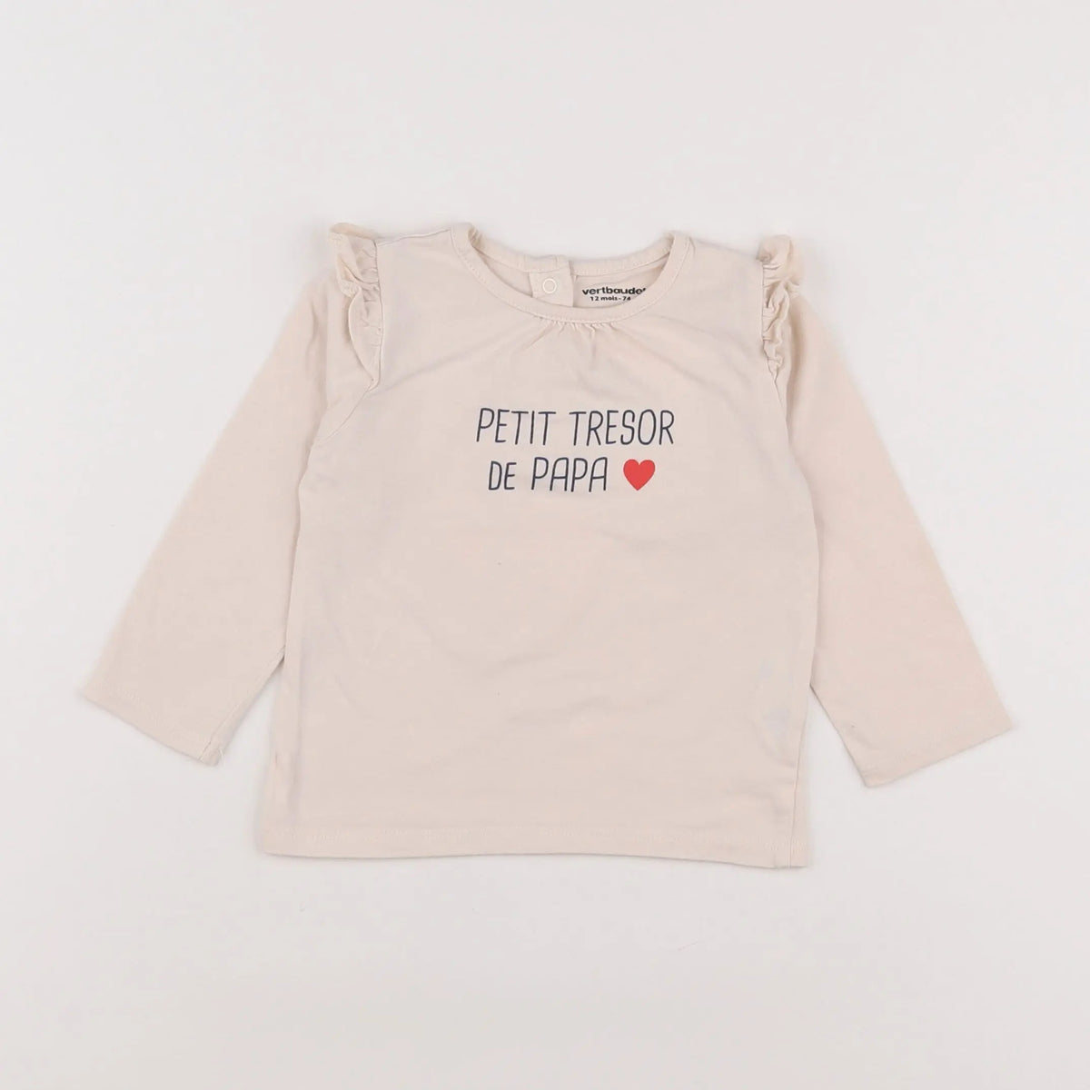 Vertbaudet - tee-shirt beige - 12 mois