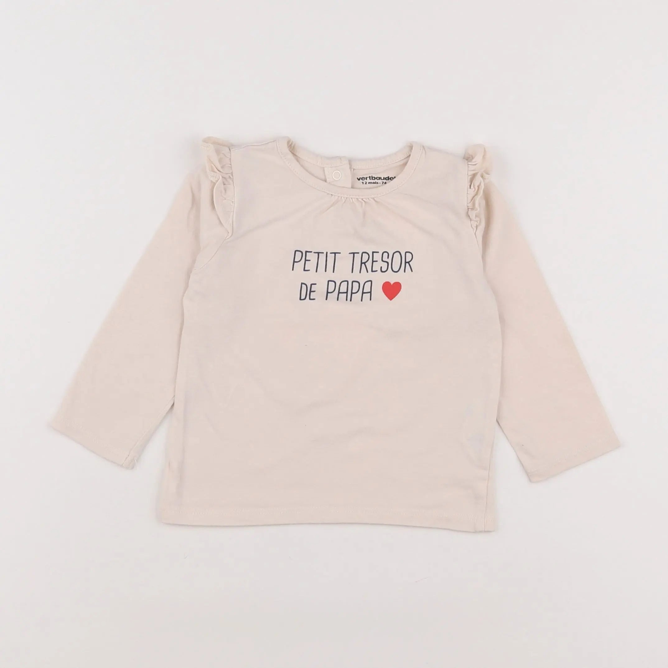 Vertbaudet - tee-shirt beige - 12 mois