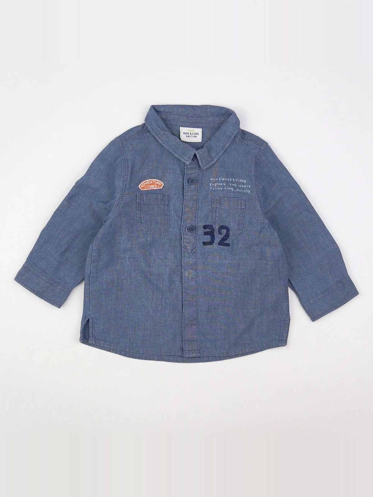 Tape à l'oeil - chemise bleu - 9 mois
