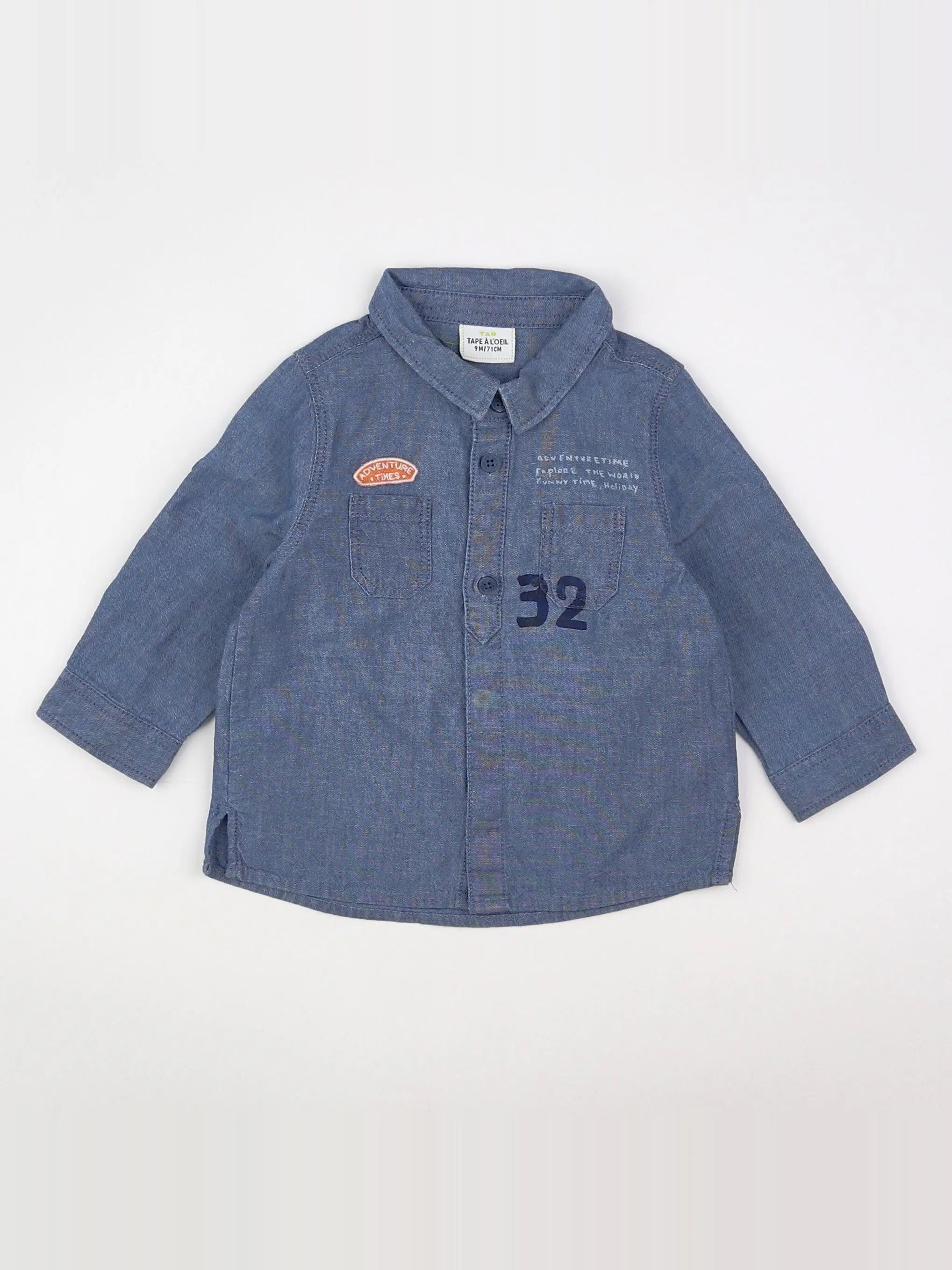 Tape à l'oeil - chemise bleu - 9 mois