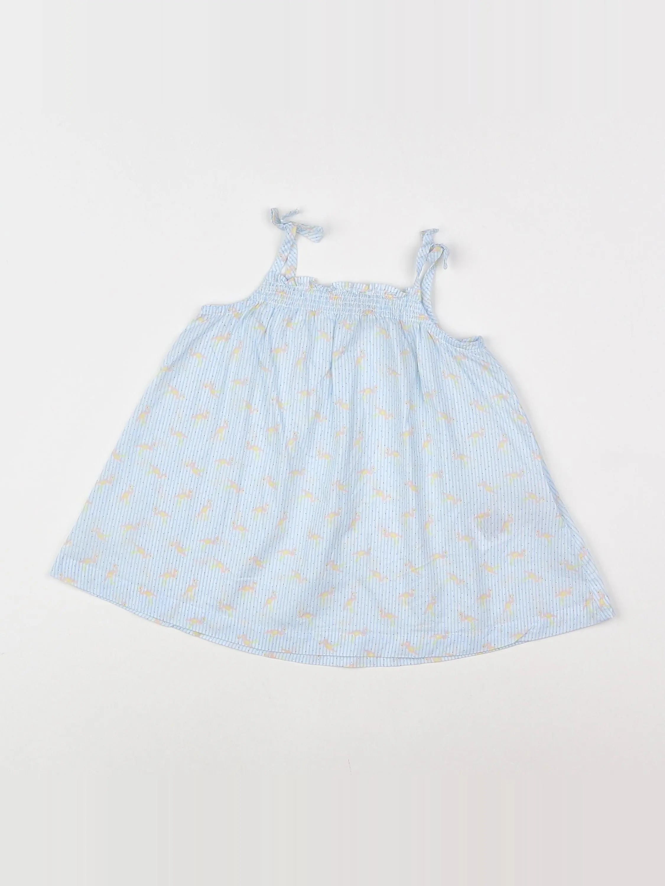 Vertbaudet - robe bleu, blanc, rose - 6 mois
