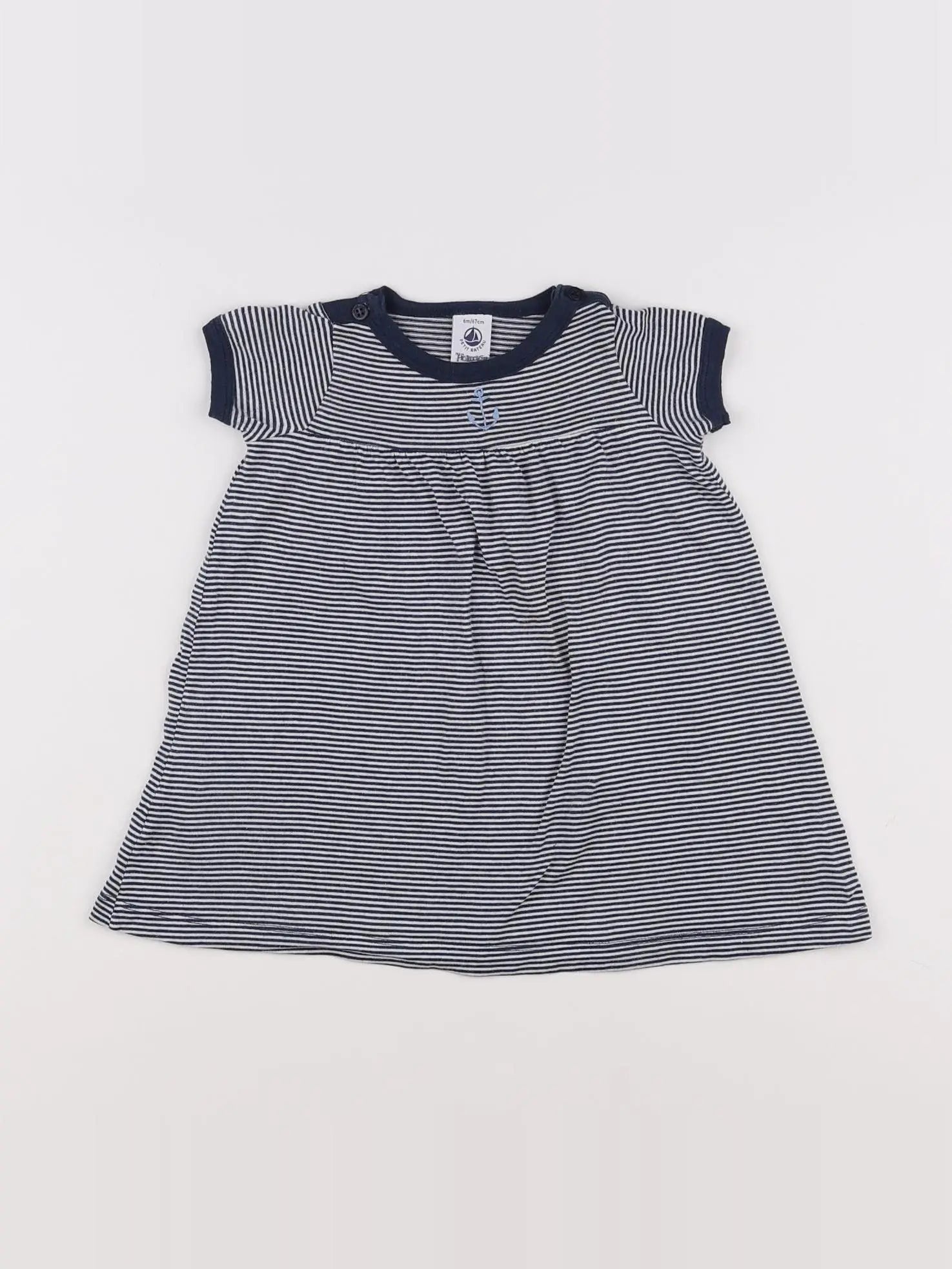 Petit Bateau - robe bleu - 6 mois
