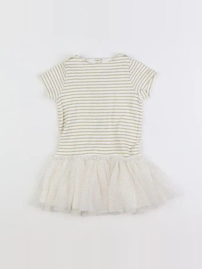 Petit Bateau - robe blanc, or - 6 mois