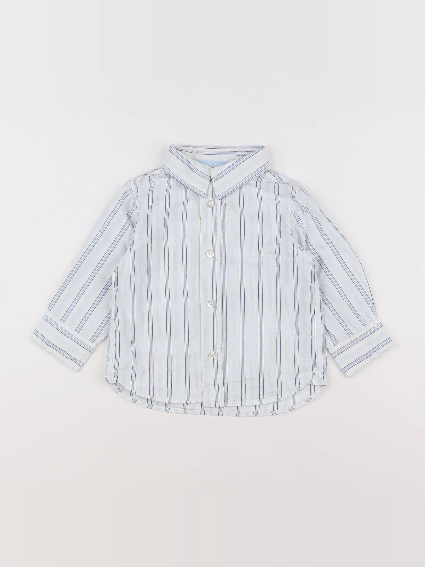 H&M - chemise bleu, blanc - 18 mois