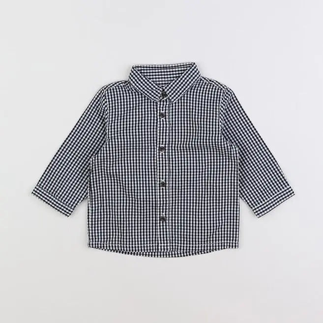 Vertbaudet - chemise blanc, noir - 6 mois