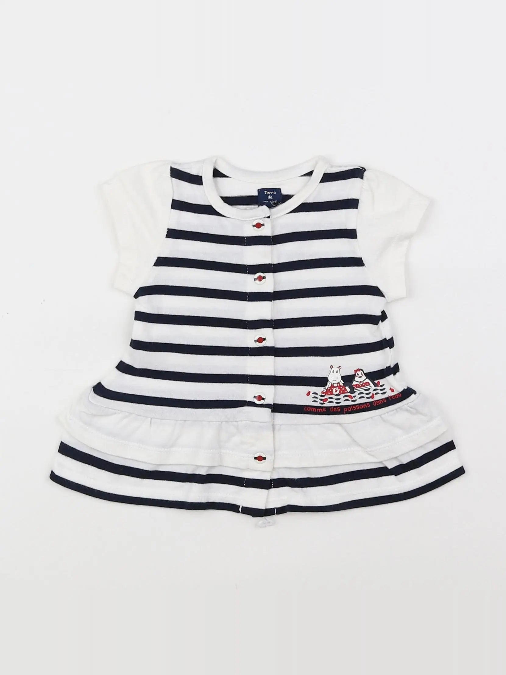 Terre de marins - robe blanc, bleu - 3 mois