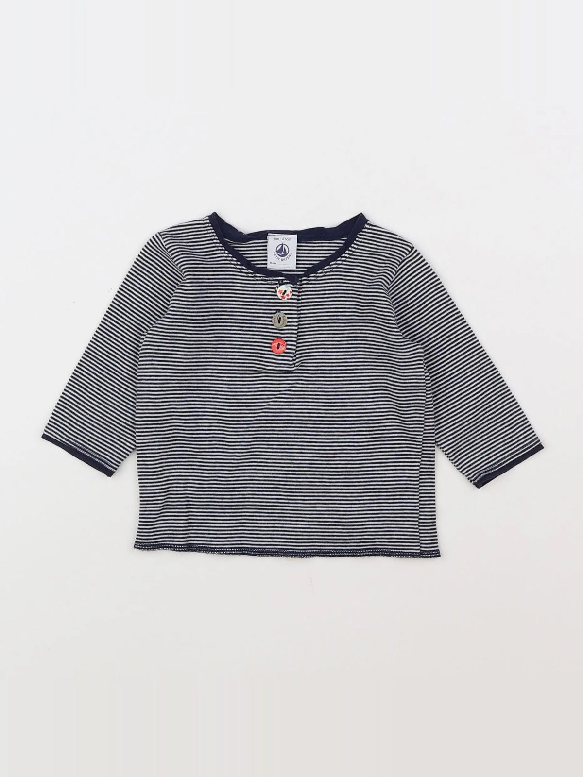 Petit Bateau - tee-shirt bleu, blanc - 6 mois