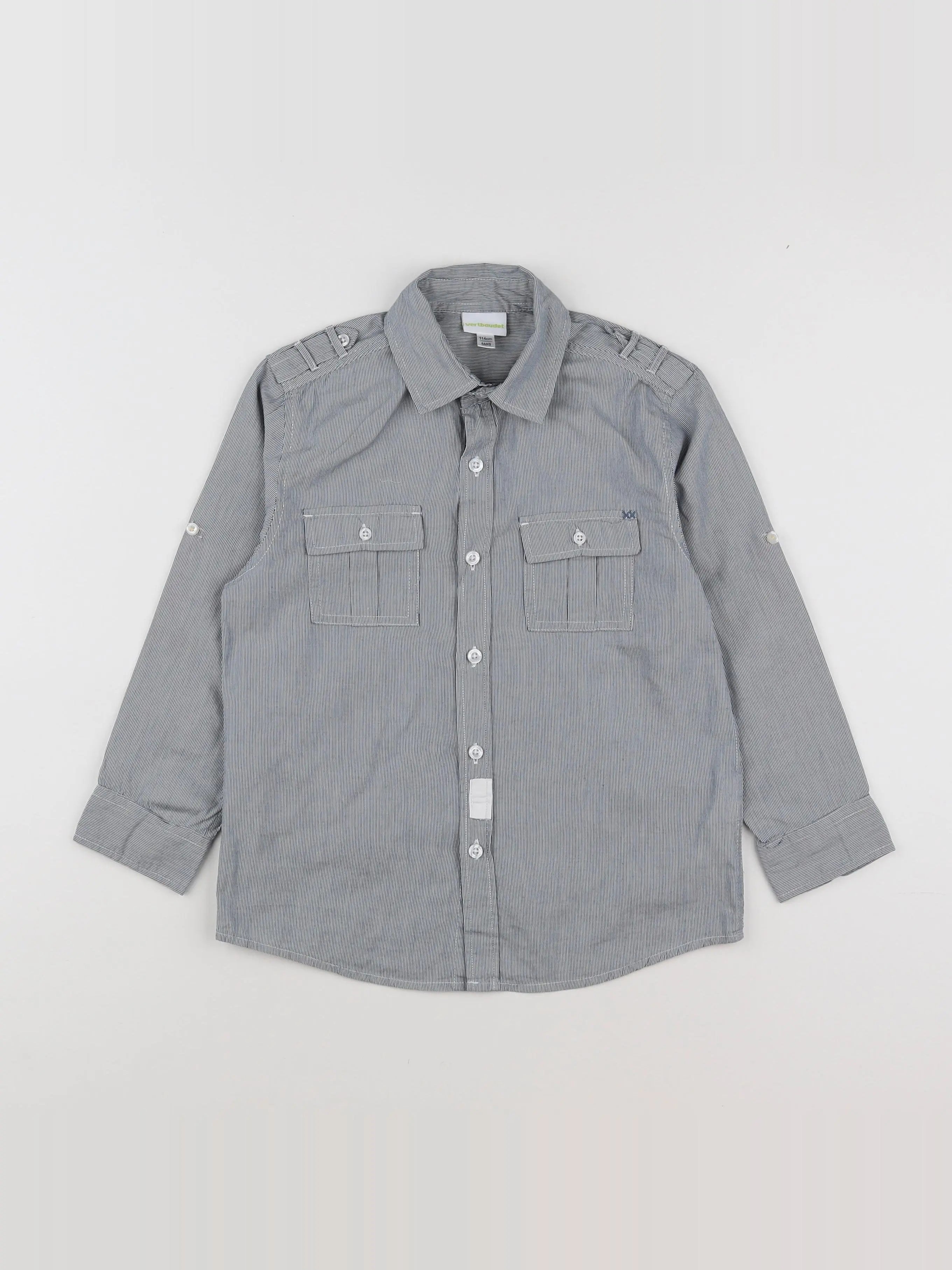 Vertbaudet - chemise blanc, gris - 6 ans