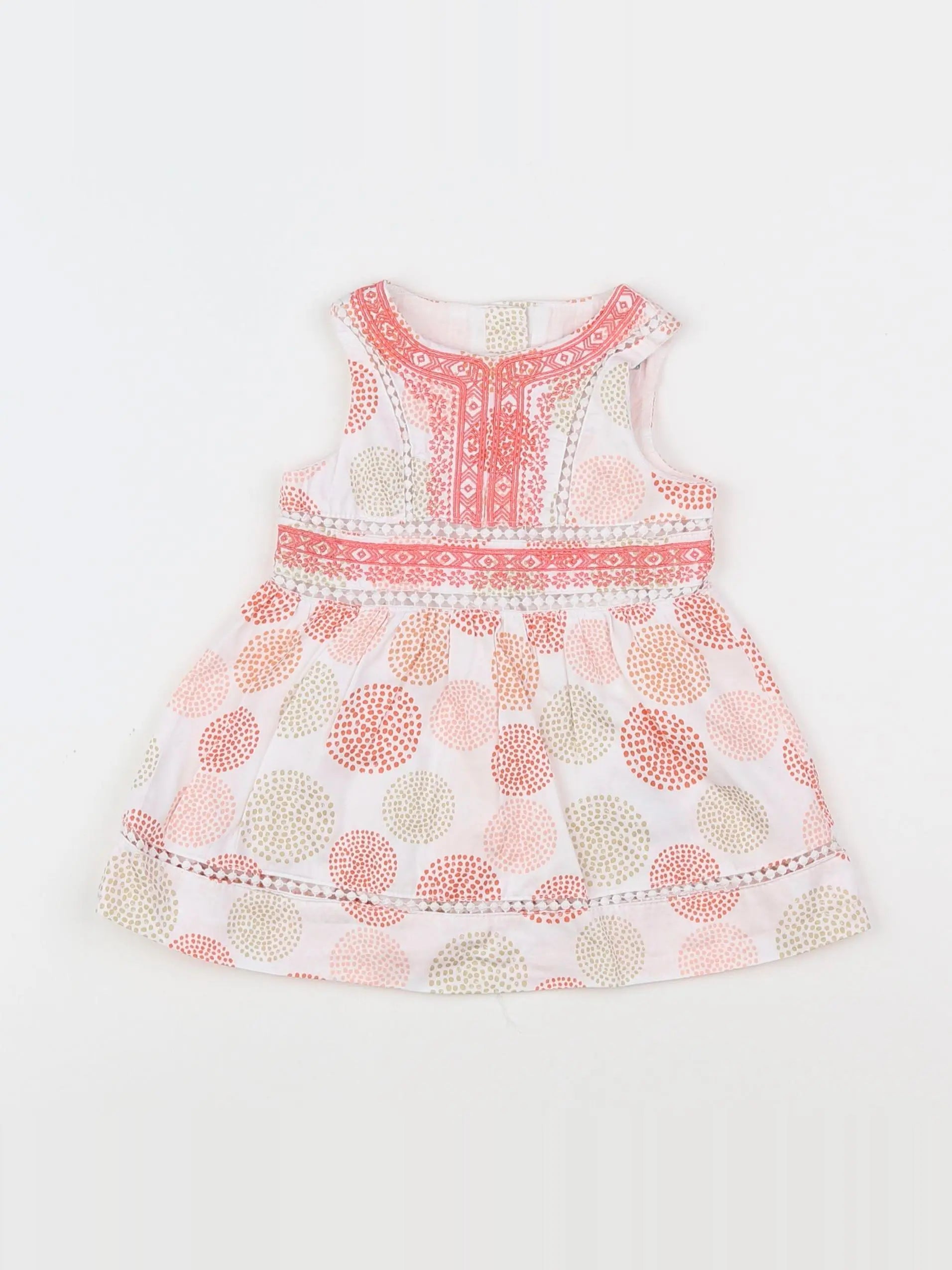 Vertbaudet - robe blanc, rose, rouge - 3 mois