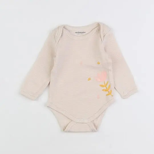 Vertbaudet - body rose, blanc - 3 mois