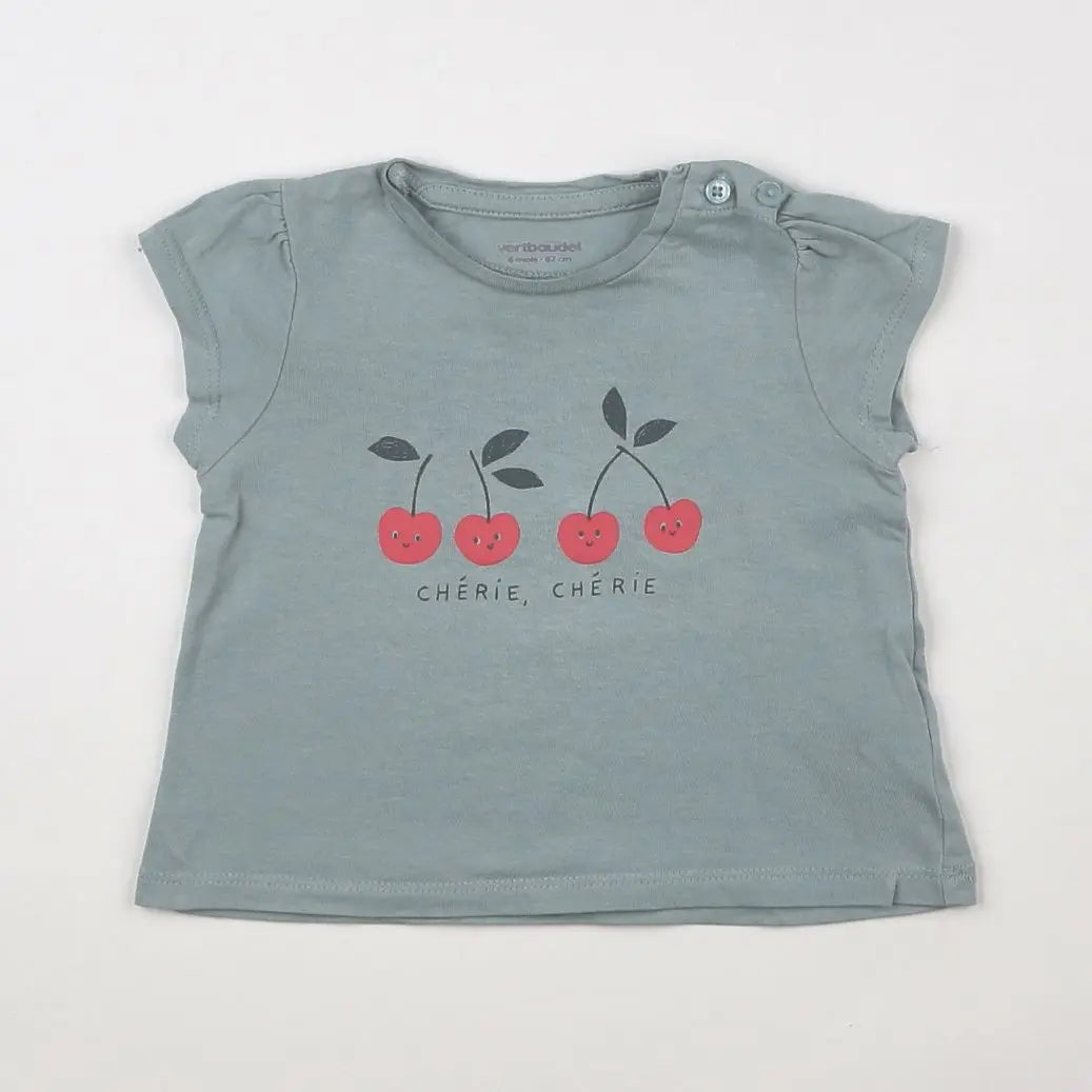 Vertbaudet - tee-shirt bleu - 3 mois