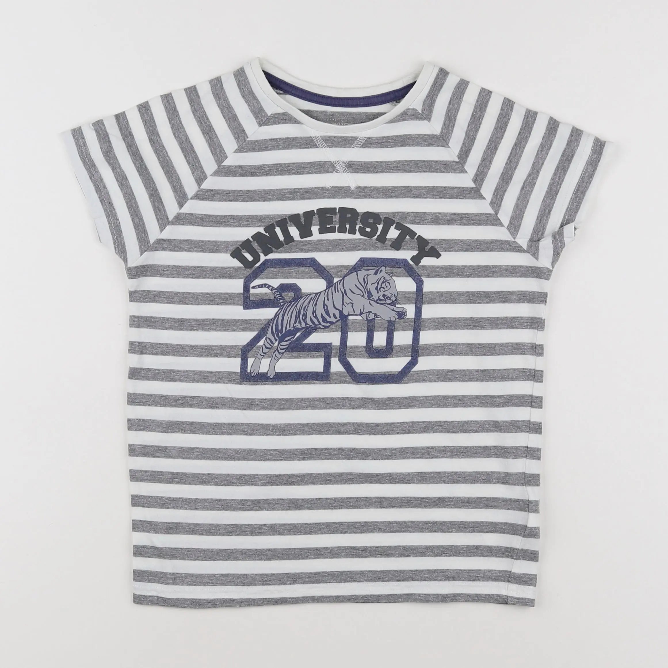 Vertbaudet - tee-shirt blanc, gris - 8 ans