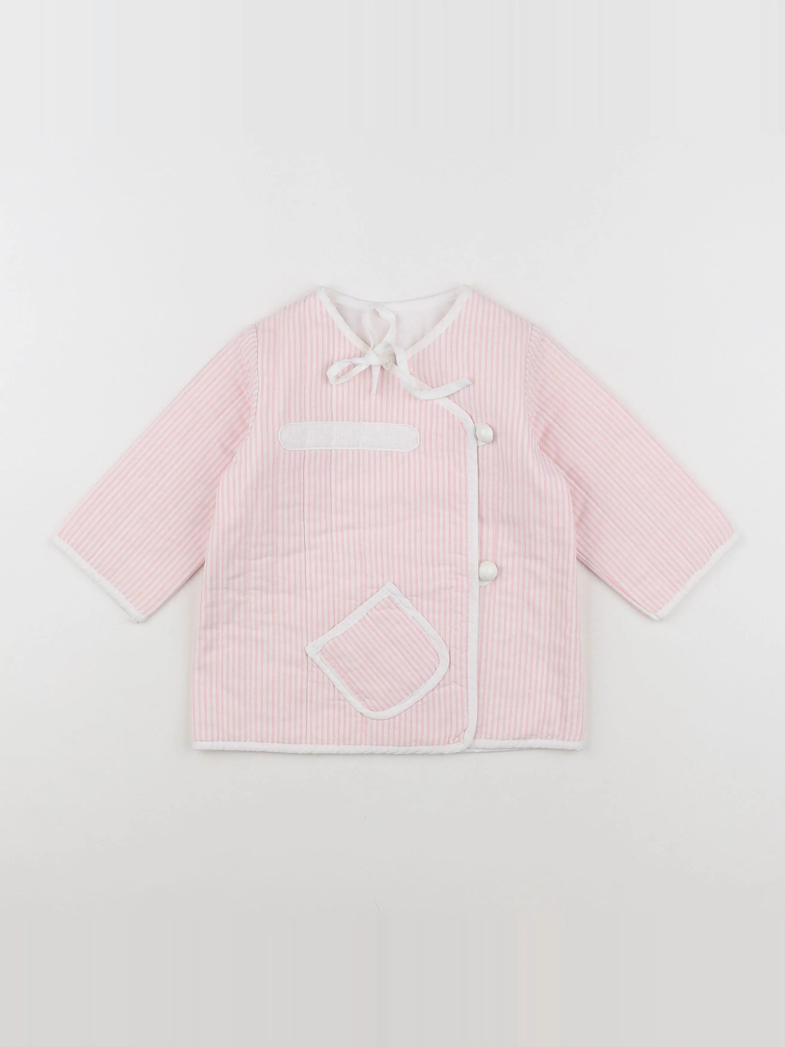 Tartine & Chocolat - veste blanc, rose - 6/9 mois